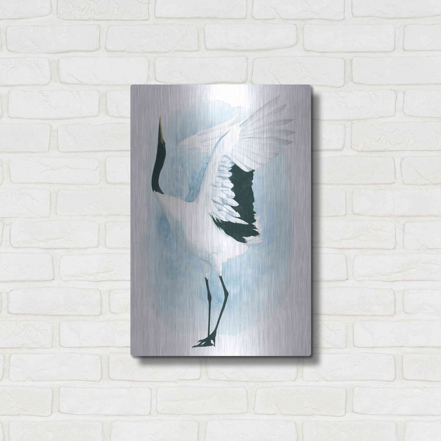 Luxe Metal Art 'Dancing Crane I' by Grace Popp, Metal Wall Art,16x24