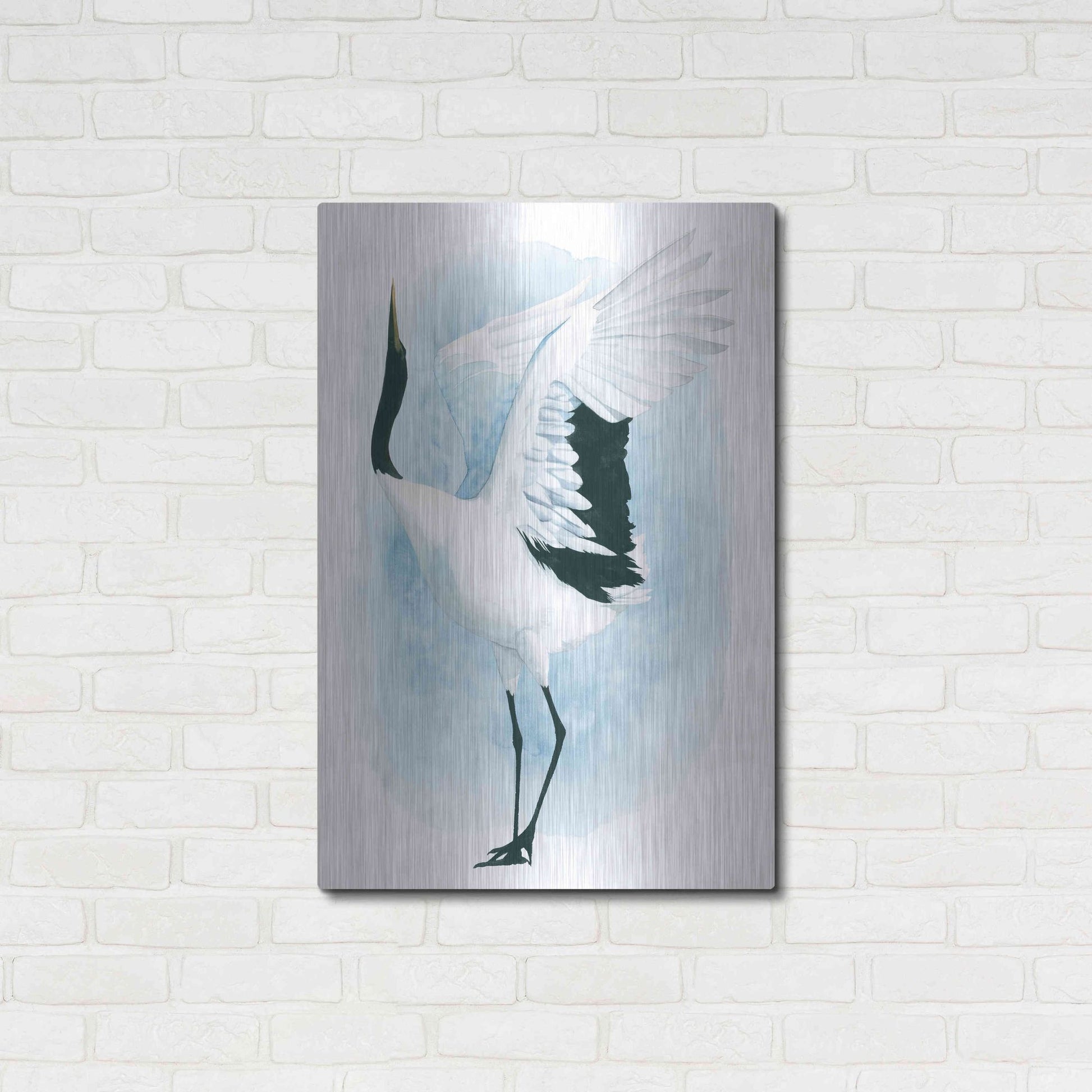 Luxe Metal Art 'Dancing Crane I' by Grace Popp, Metal Wall Art,24x36