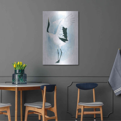 Luxe Metal Art 'Dancing Crane I' by Grace Popp, Metal Wall Art,24x36