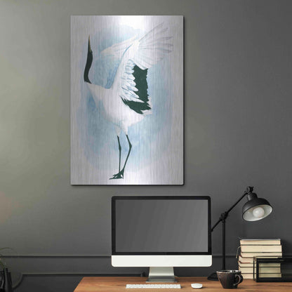 Luxe Metal Art 'Dancing Crane I' by Grace Popp, Metal Wall Art,24x36