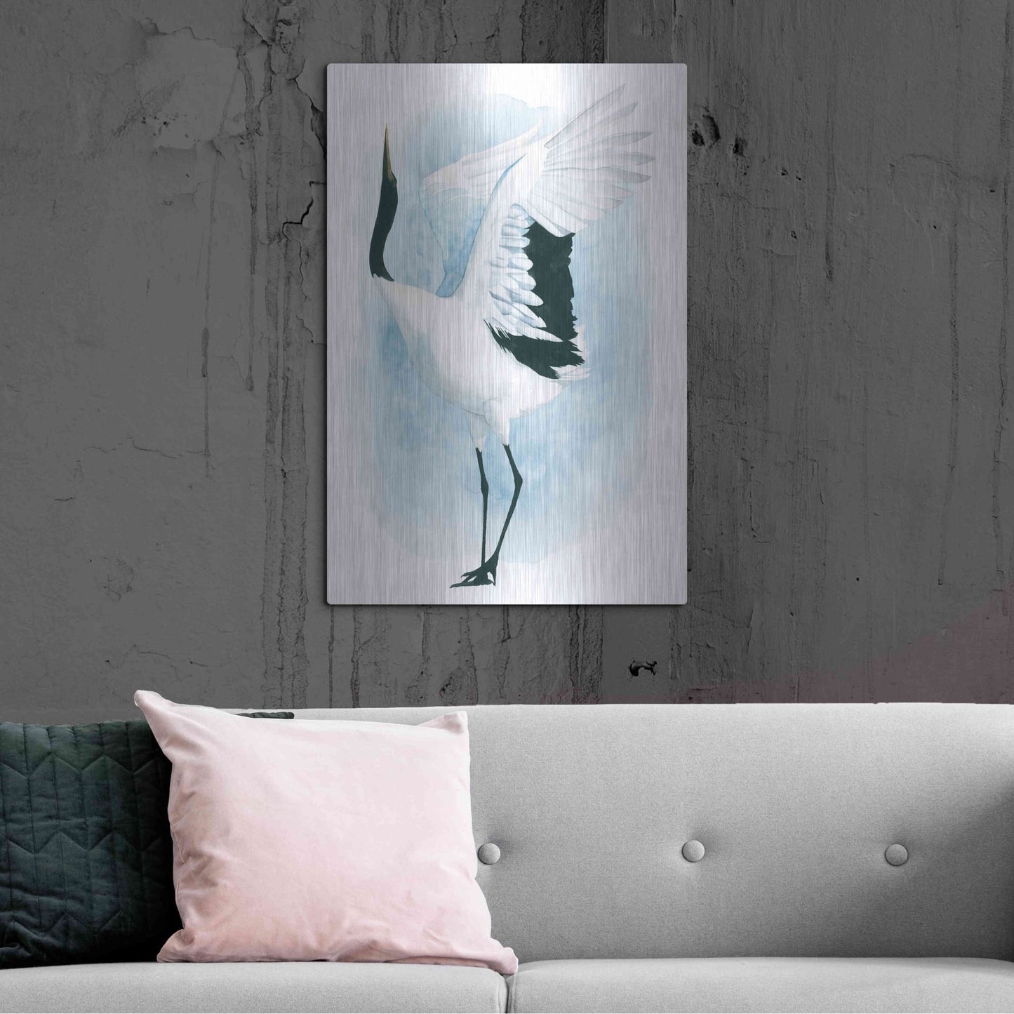 Luxe Metal Art 'Dancing Crane I' by Grace Popp, Metal Wall Art,24x36