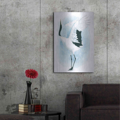 Luxe Metal Art 'Dancing Crane I' by Grace Popp, Metal Wall Art,24x36