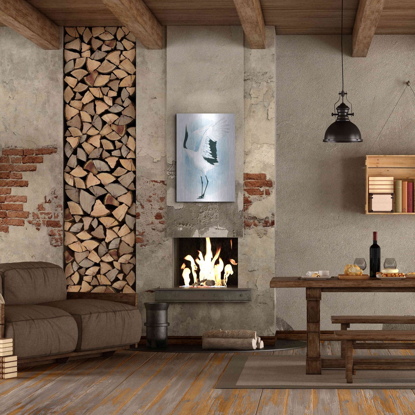 Luxe Metal Art 'Dancing Crane I' by Grace Popp, Metal Wall Art,24x36