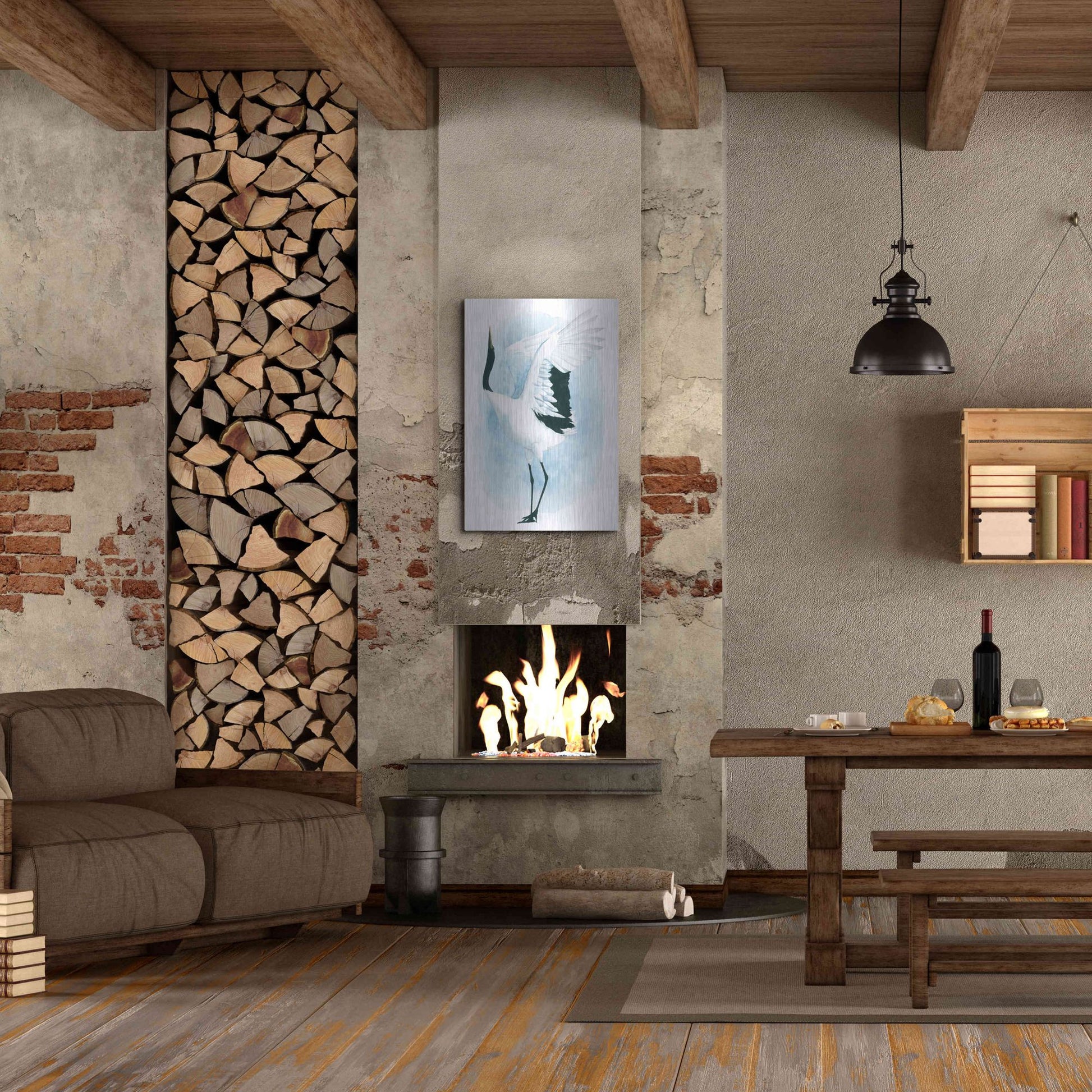 Luxe Metal Art 'Dancing Crane I' by Grace Popp, Metal Wall Art,24x36