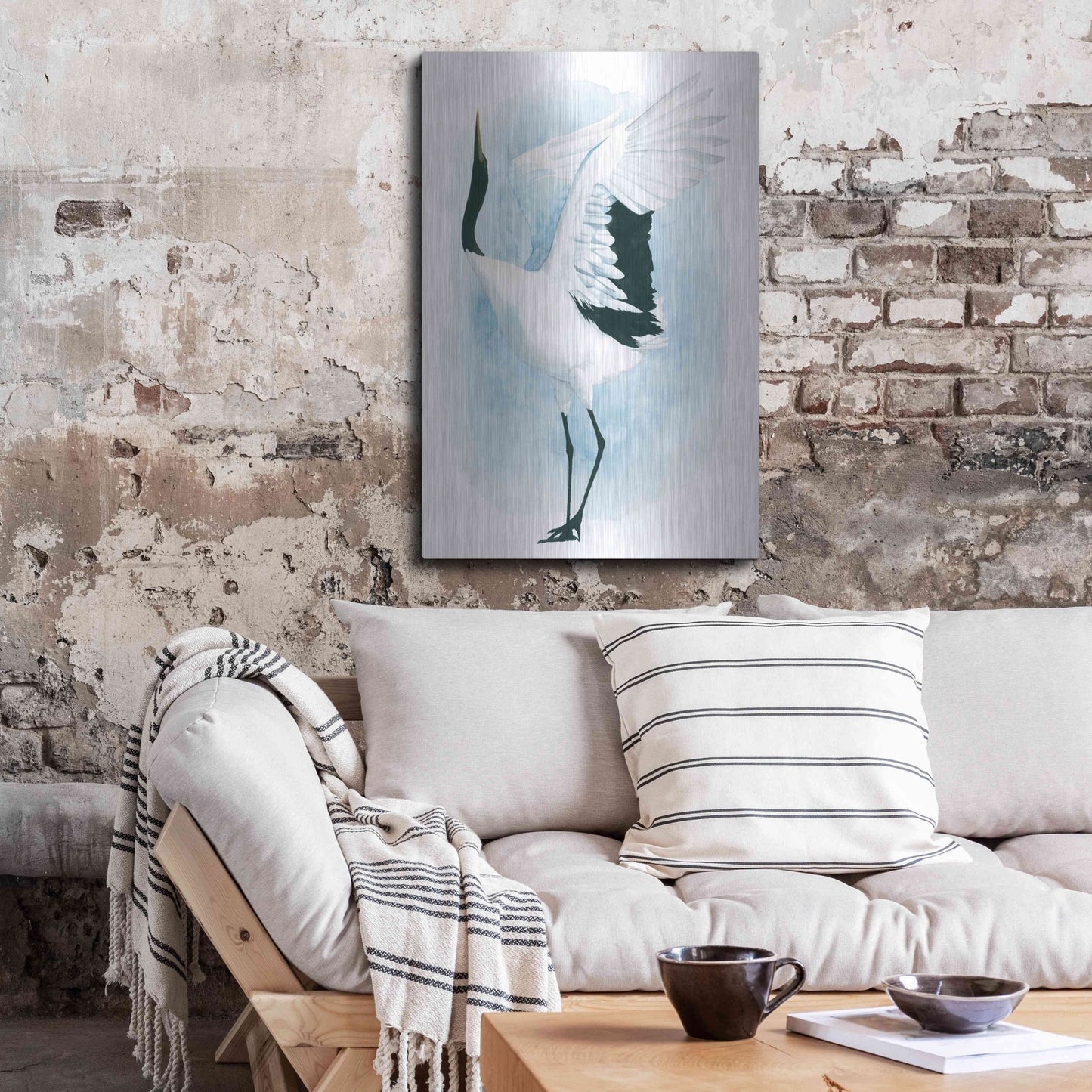 Luxe Metal Art 'Dancing Crane I' by Grace Popp, Metal Wall Art,24x36