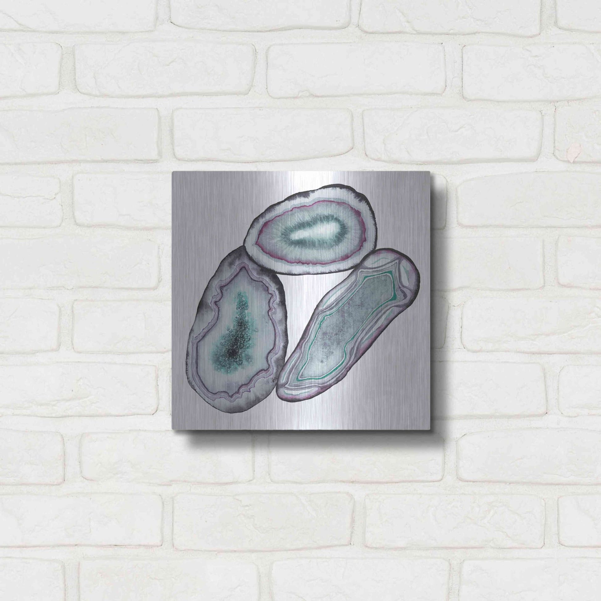 Luxe Metal Art 'Geode Gems III' by Grace Popp, Metal Wall Art,12x12