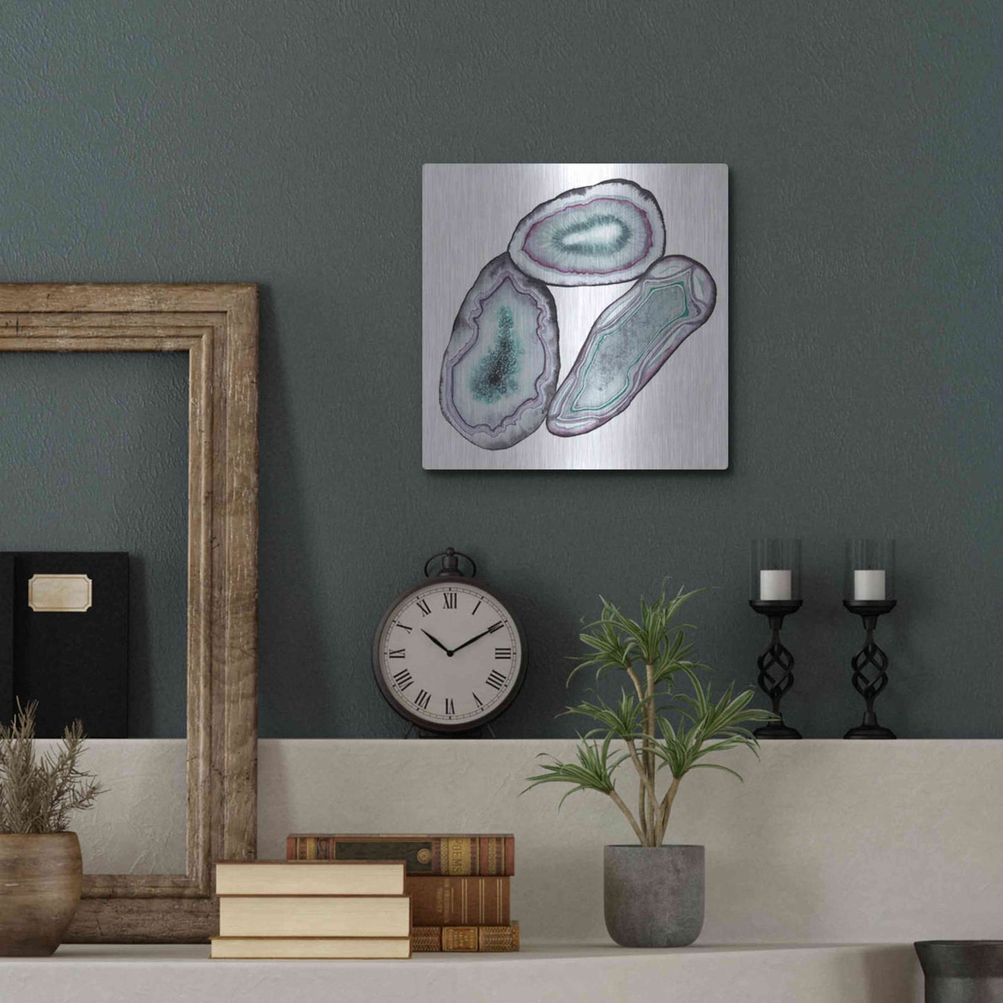 Luxe Metal Art 'Geode Gems III' by Grace Popp, Metal Wall Art,12x12