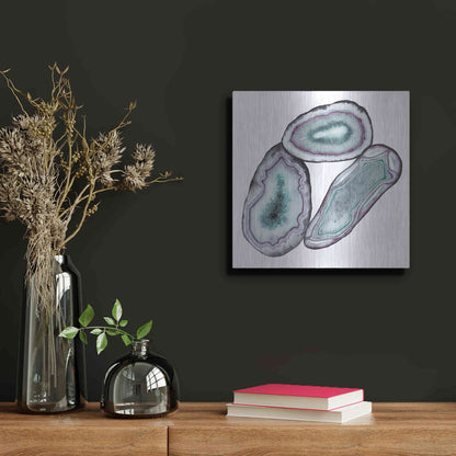 Luxe Metal Art 'Geode Gems III' by Grace Popp, Metal Wall Art,12x12