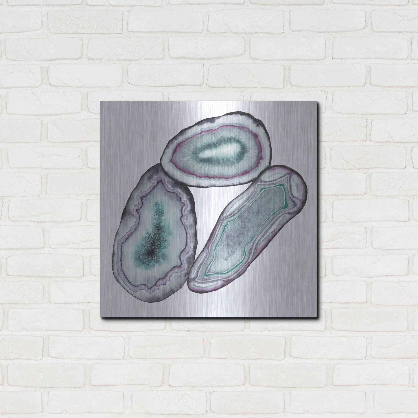 Luxe Metal Art 'Geode Gems III' by Grace Popp, Metal Wall Art,24x24