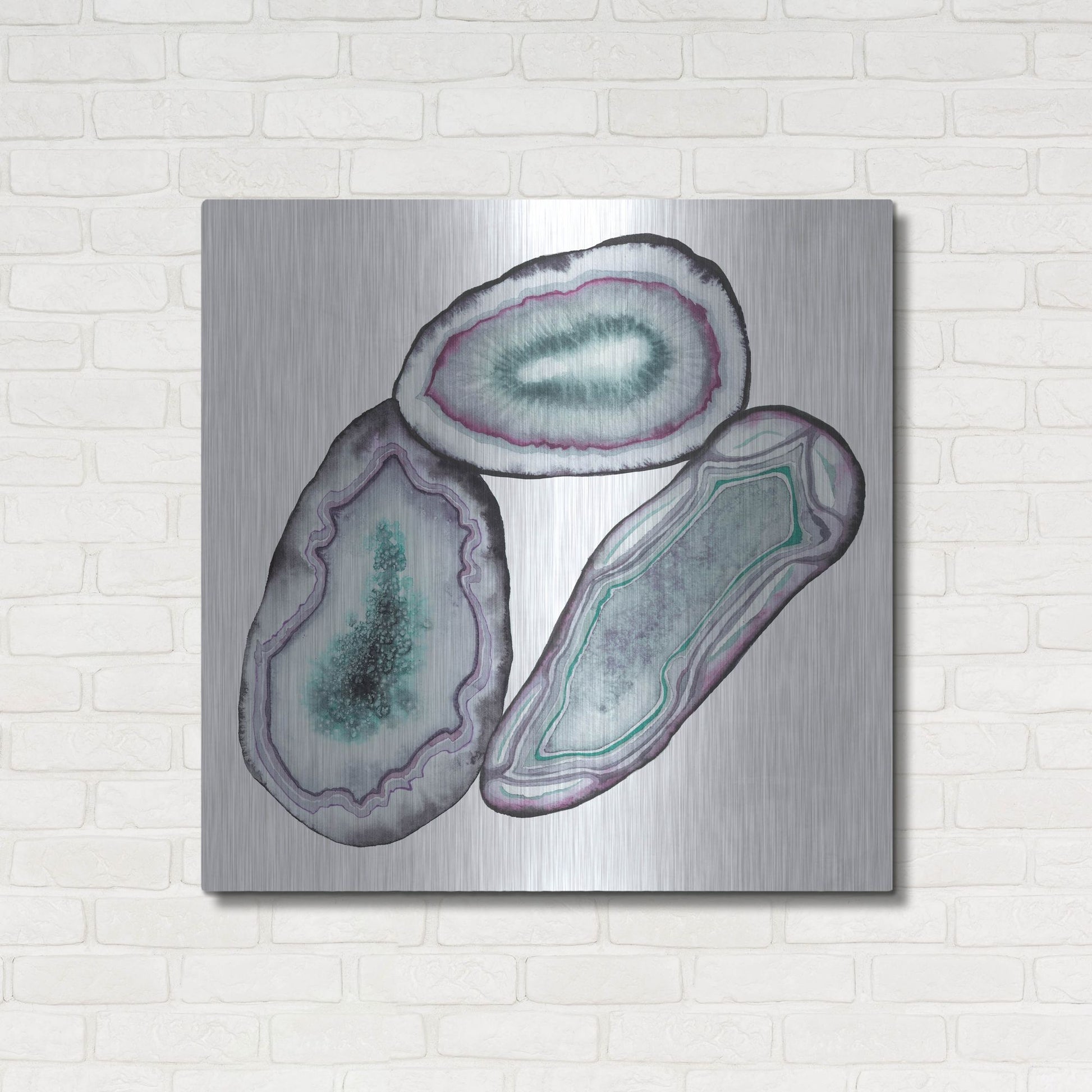 Luxe Metal Art 'Geode Gems III' by Grace Popp, Metal Wall Art,36x36