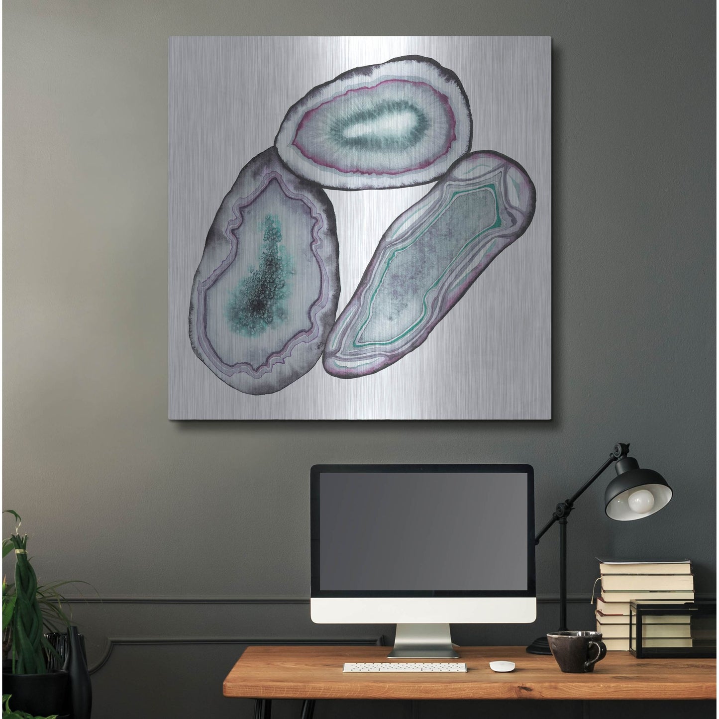 Luxe Metal Art 'Geode Gems III' by Grace Popp, Metal Wall Art,36x36