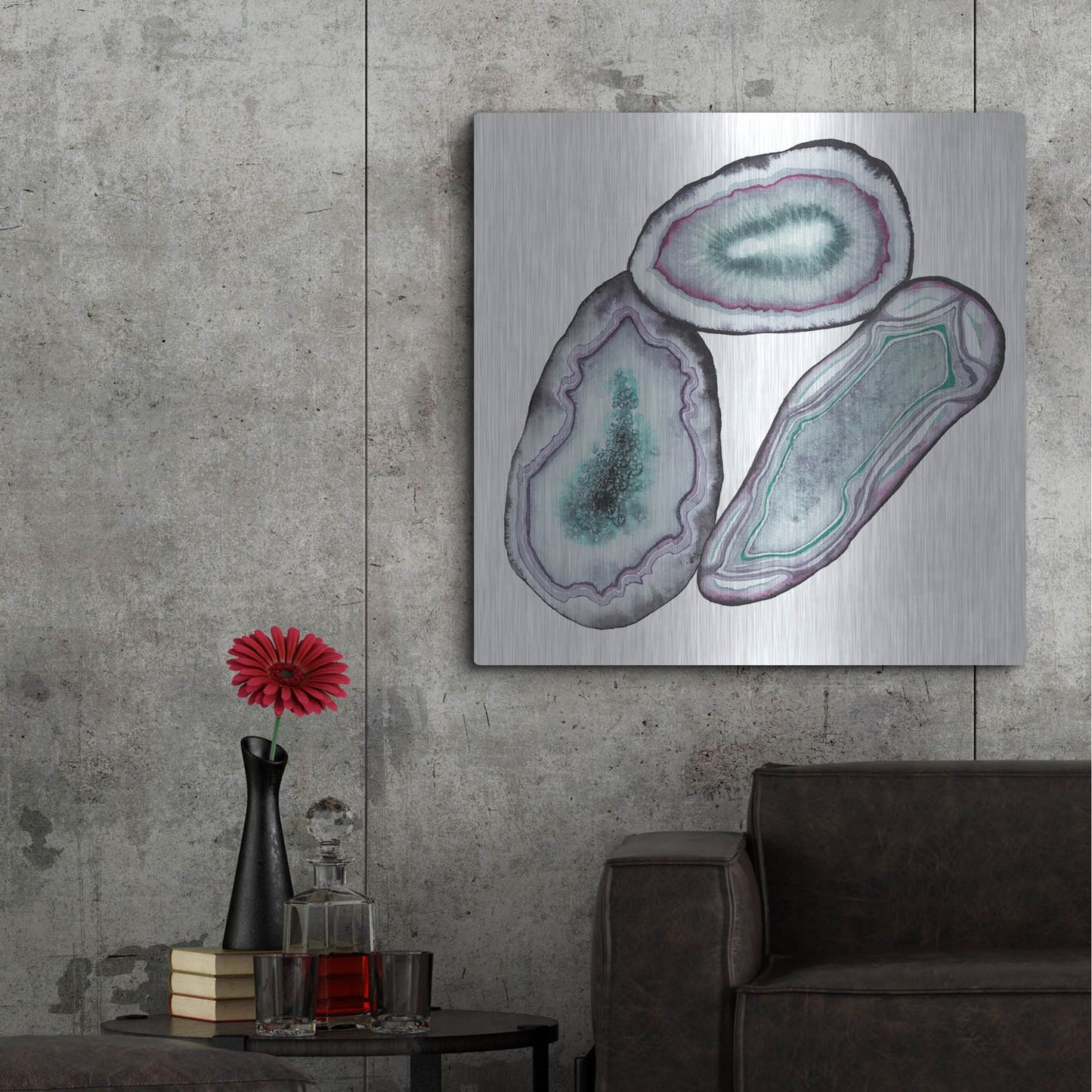 Luxe Metal Art 'Geode Gems III' by Grace Popp, Metal Wall Art,36x36