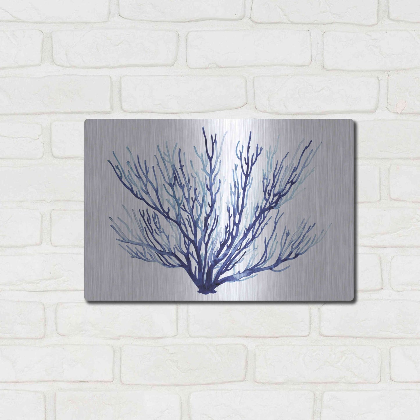 Luxe Metal Art 'Azure Fan II' by Grace Popp, Metal Wall Art,16x12