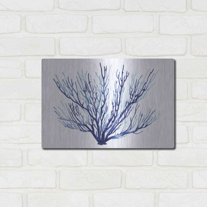 Luxe Metal Art 'Azure Fan II' by Grace Popp, Metal Wall Art,16x12