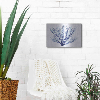 Luxe Metal Art 'Azure Fan II' by Grace Popp, Metal Wall Art,16x12