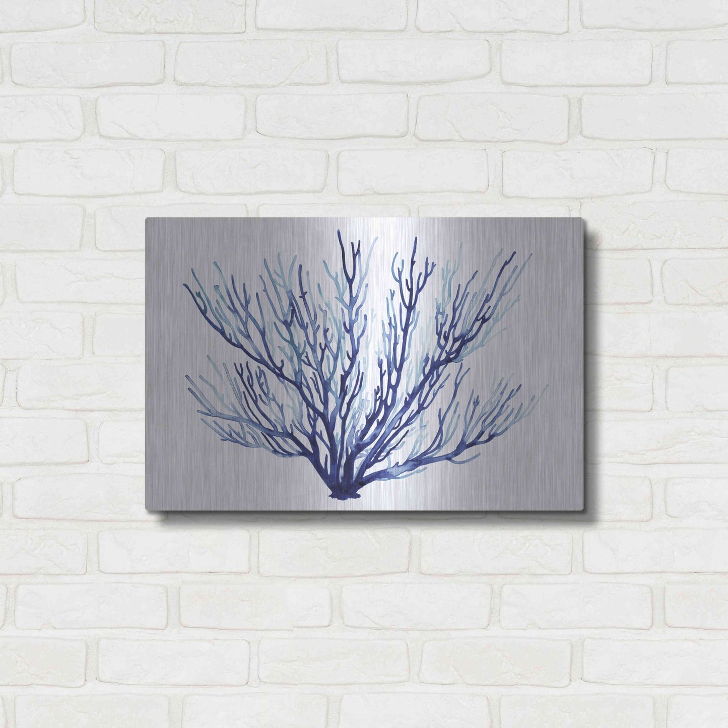 Luxe Metal Art 'Azure Fan II' by Grace Popp, Metal Wall Art,24x16