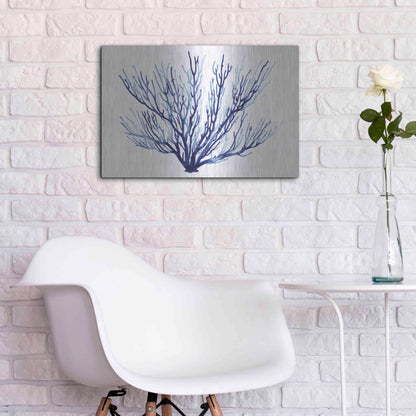 Luxe Metal Art 'Azure Fan II' by Grace Popp, Metal Wall Art,24x16
