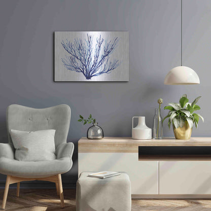 Luxe Metal Art 'Azure Fan II' by Grace Popp, Metal Wall Art,24x16