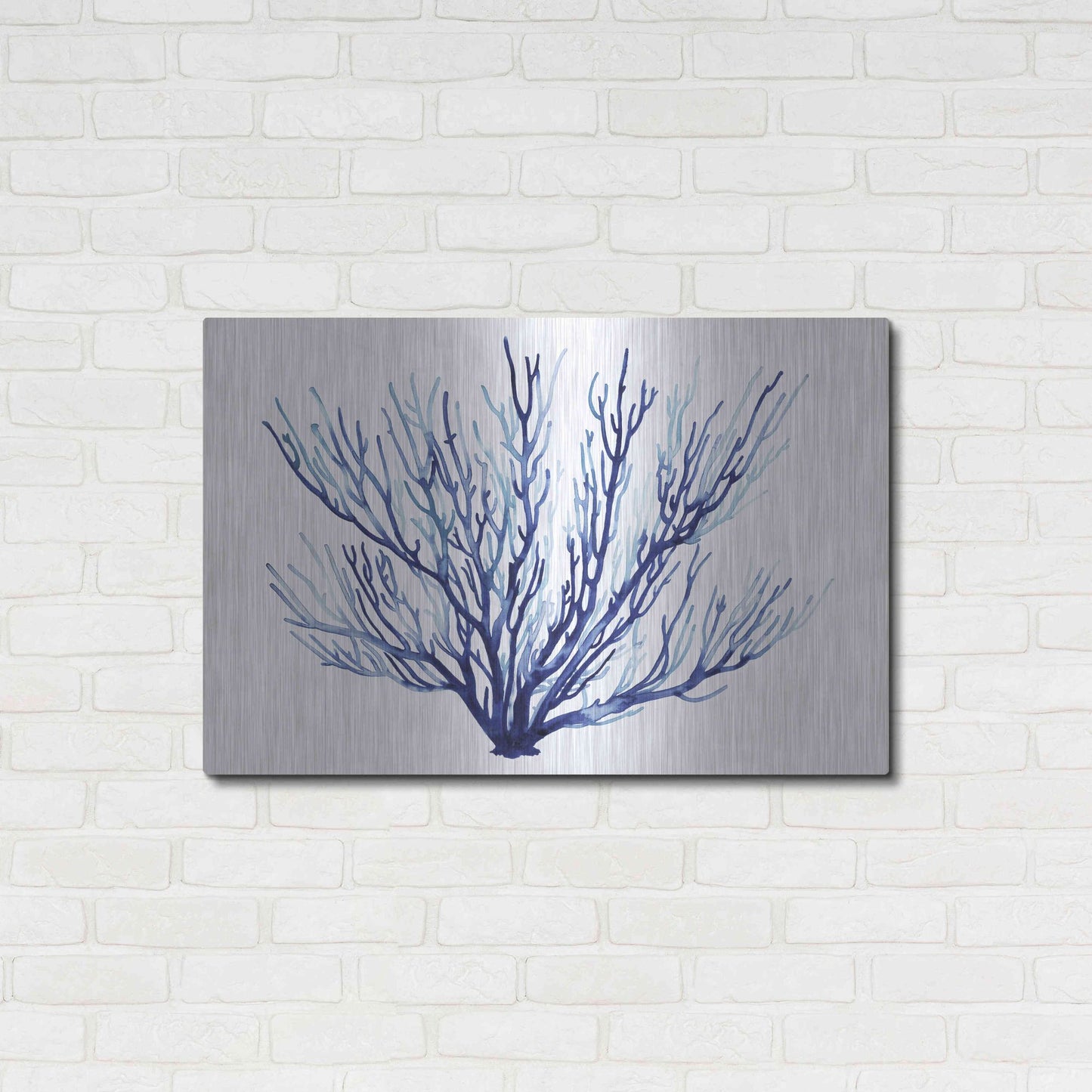 Luxe Metal Art 'Azure Fan II' by Grace Popp, Metal Wall Art,36x24