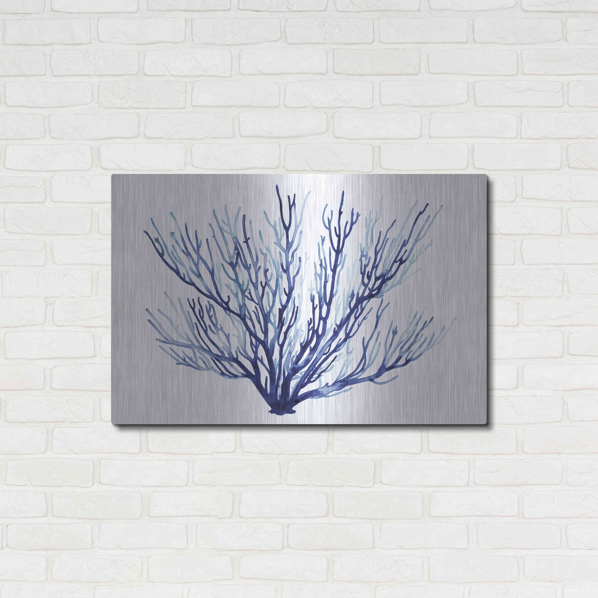 Luxe Metal Art 'Azure Fan II' by Grace Popp, Metal Wall Art,36x24