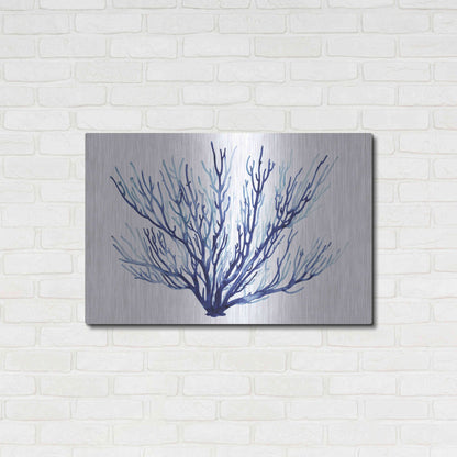 Luxe Metal Art 'Azure Fan II' by Grace Popp, Metal Wall Art,36x24