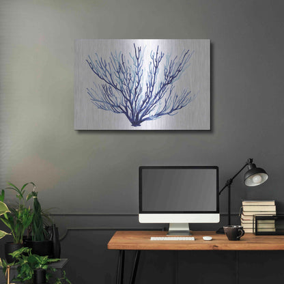 Luxe Metal Art 'Azure Fan II' by Grace Popp, Metal Wall Art,36x24