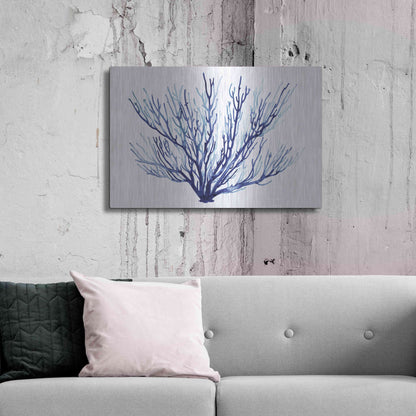 Luxe Metal Art 'Azure Fan II' by Grace Popp, Metal Wall Art,36x24