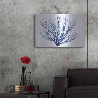Luxe Metal Art 'Azure Fan II' by Grace Popp, Metal Wall Art,36x24