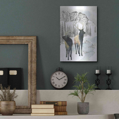 Luxe Metal Art 'Winter Elk II' by Grace Popp, Metal Wall Art,12x16