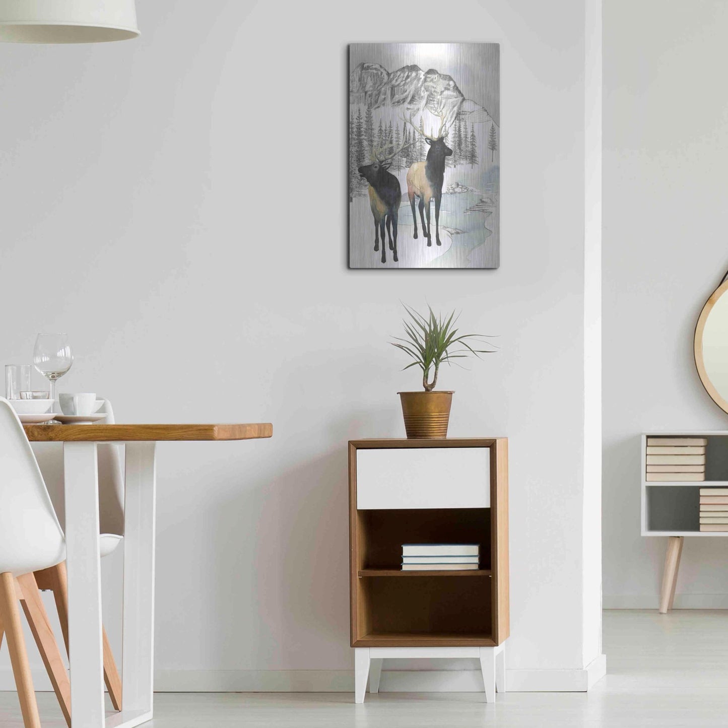 Luxe Metal Art 'Winter Elk II' by Grace Popp, Metal Wall Art,16x24