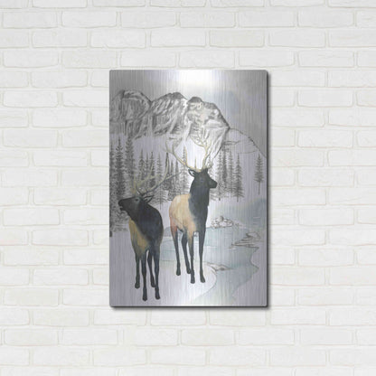 Luxe Metal Art 'Winter Elk II' by Grace Popp, Metal Wall Art,24x36