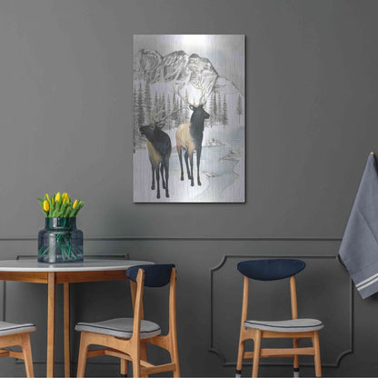 Luxe Metal Art 'Winter Elk II' by Grace Popp, Metal Wall Art,24x36