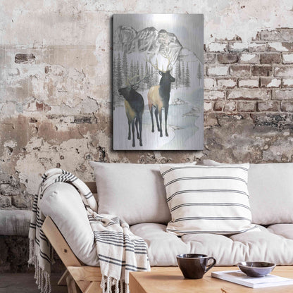 Luxe Metal Art 'Winter Elk II' by Grace Popp, Metal Wall Art,24x36
