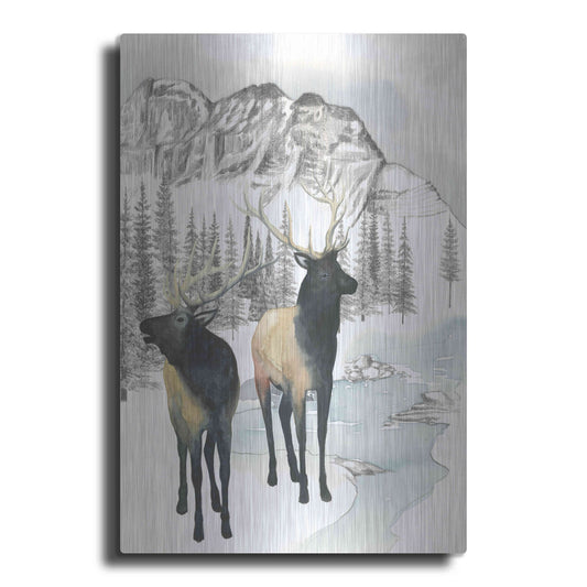 Luxe Metal Art 'Winter Elk II' by Grace Popp, Metal Wall Art