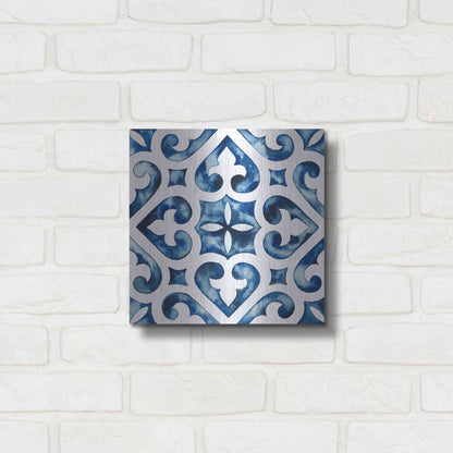 Luxe Metal Art 'Cobalt Tile VI' by Grace Popp, Metal Wall Art,12x12