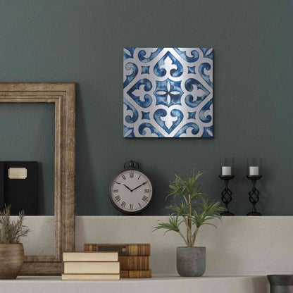 Luxe Metal Art 'Cobalt Tile VI' by Grace Popp, Metal Wall Art,12x12