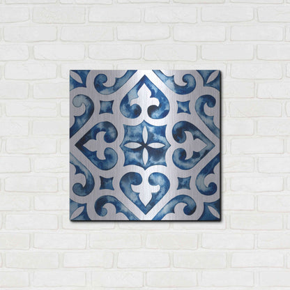 Luxe Metal Art 'Cobalt Tile VI' by Grace Popp, Metal Wall Art,24x24