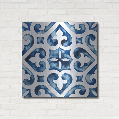 Luxe Metal Art 'Cobalt Tile VI' by Grace Popp, Metal Wall Art,36x36