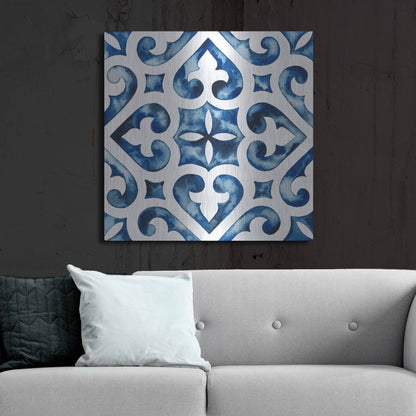 Luxe Metal Art 'Cobalt Tile VI' by Grace Popp, Metal Wall Art,36x36
