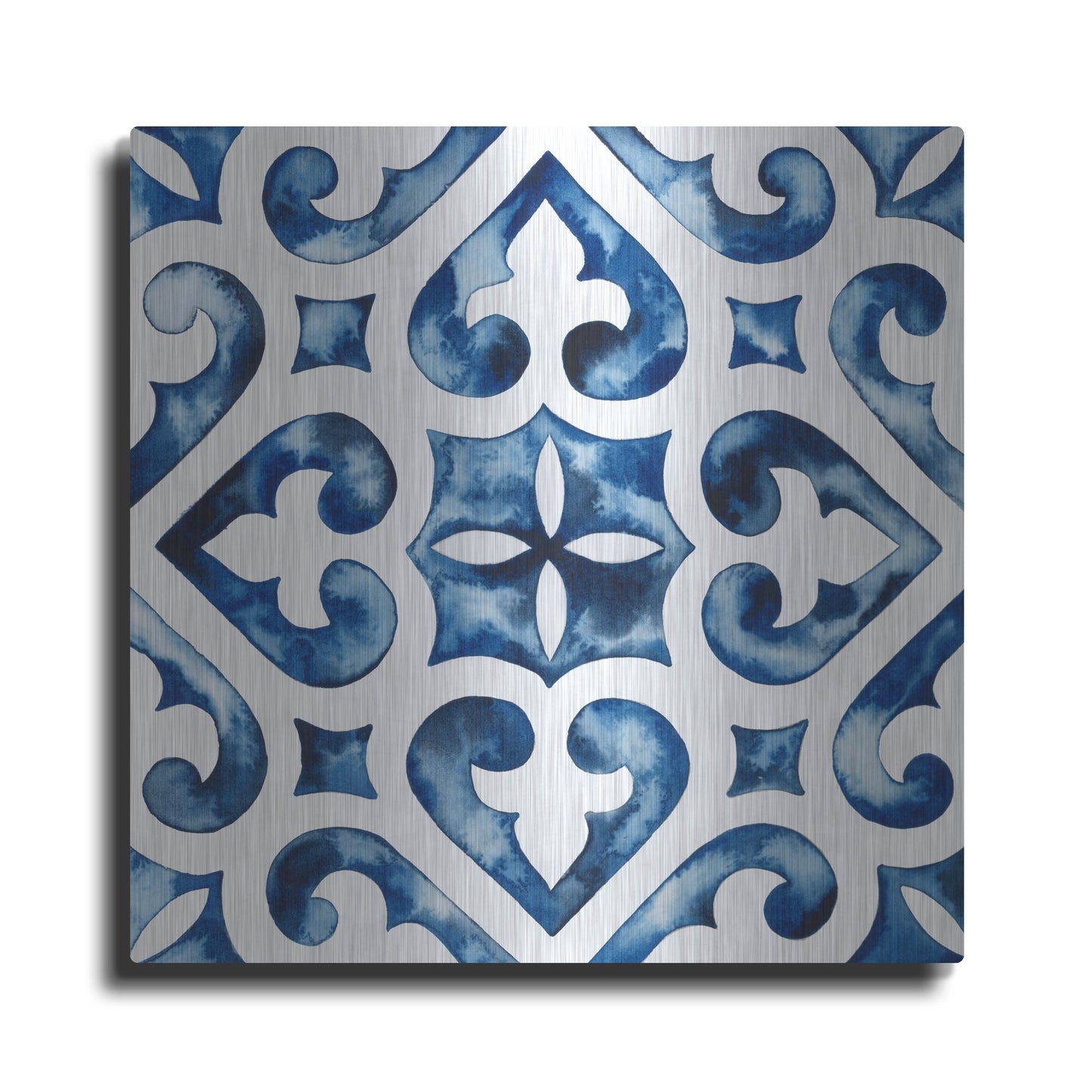 Luxe Metal Art 'Cobalt Tile VI' by Grace Popp, Metal Wall Art