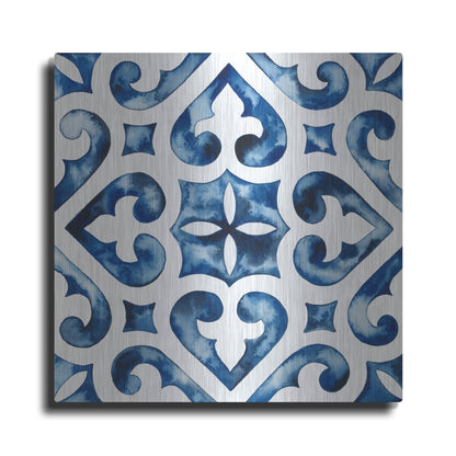 Luxe Metal Art 'Cobalt Tile VI' by Grace Popp, Metal Wall Art