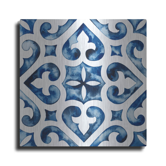 Luxe Metal Art 'Cobalt Tile VI' by Grace Popp, Metal Wall Art