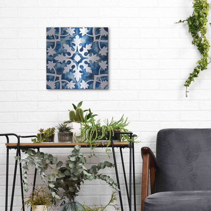 Luxe Metal Art 'Cobalt Tile V' by Grace Popp, Metal Wall Art,12x12