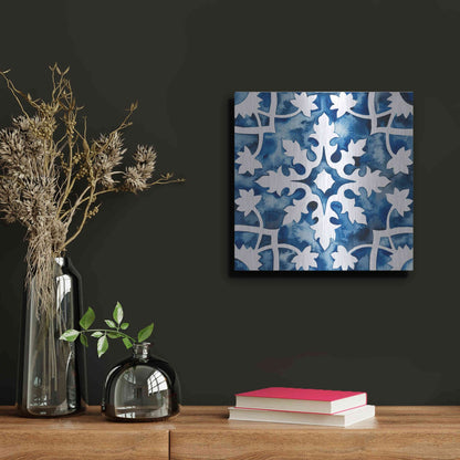 Luxe Metal Art 'Cobalt Tile V' by Grace Popp, Metal Wall Art,12x12