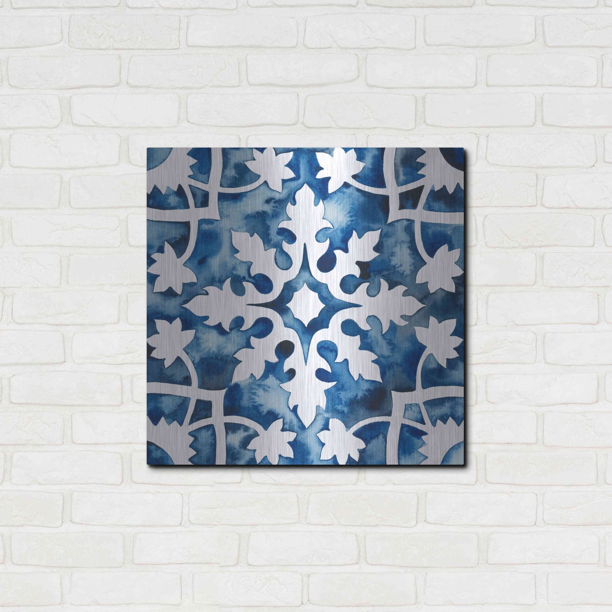 Luxe Metal Art 'Cobalt Tile V' by Grace Popp, Metal Wall Art,24x24