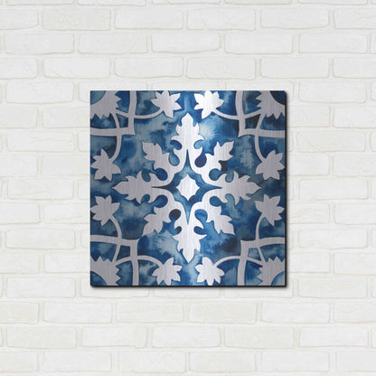 Luxe Metal Art 'Cobalt Tile V' by Grace Popp, Metal Wall Art,24x24