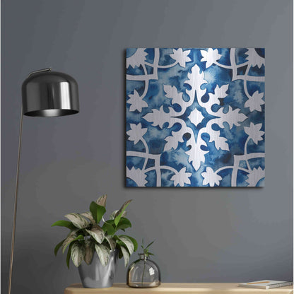 Luxe Metal Art 'Cobalt Tile V' by Grace Popp, Metal Wall Art,24x24