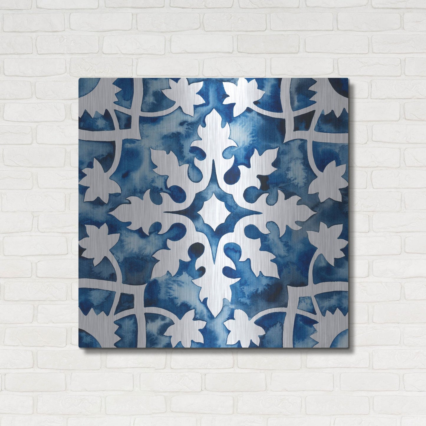 Luxe Metal Art 'Cobalt Tile V' by Grace Popp, Metal Wall Art,36x36