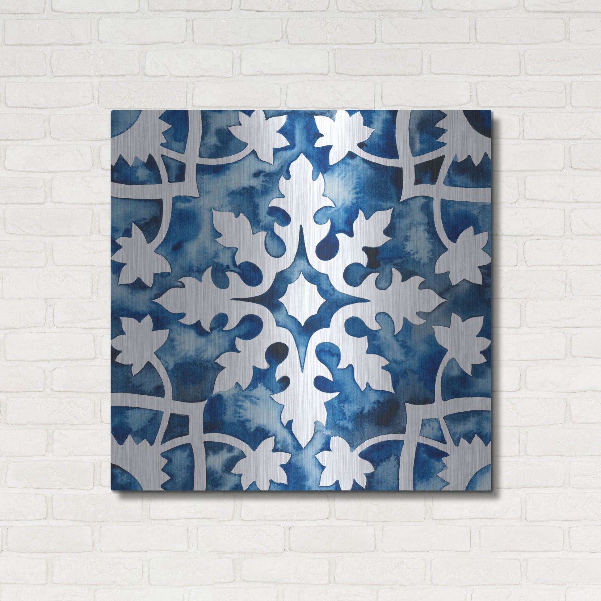 Luxe Metal Art 'Cobalt Tile V' by Grace Popp, Metal Wall Art,36x36