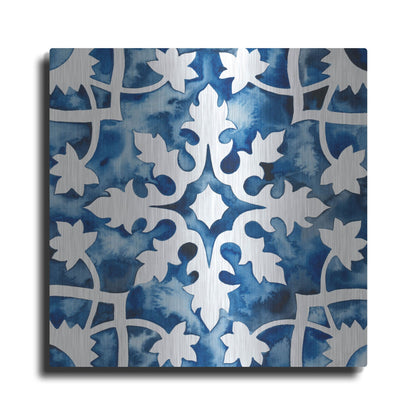 Luxe Metal Art 'Cobalt Tile V' by Grace Popp, Metal Wall Art